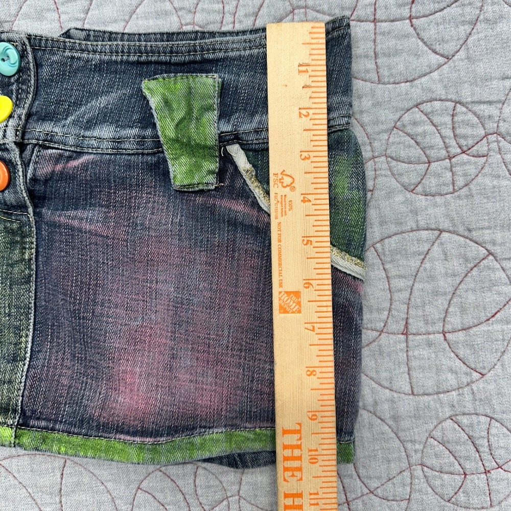 Kaña Micro Mini Skirt Green Purple Y2K Cyberpunk Fashion Punk Womens 36 (US 30) - Picture 5 of 10